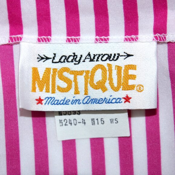 Vintage Lady Arrow Mistique Pink White Striped Button Blouse Top Tunic L 1980s - Picture 6 of 6